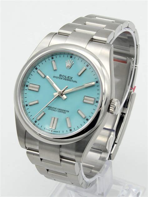 rolex oyster perpetual blue face for sale|rolex oyster perpetual 41 tiffany.